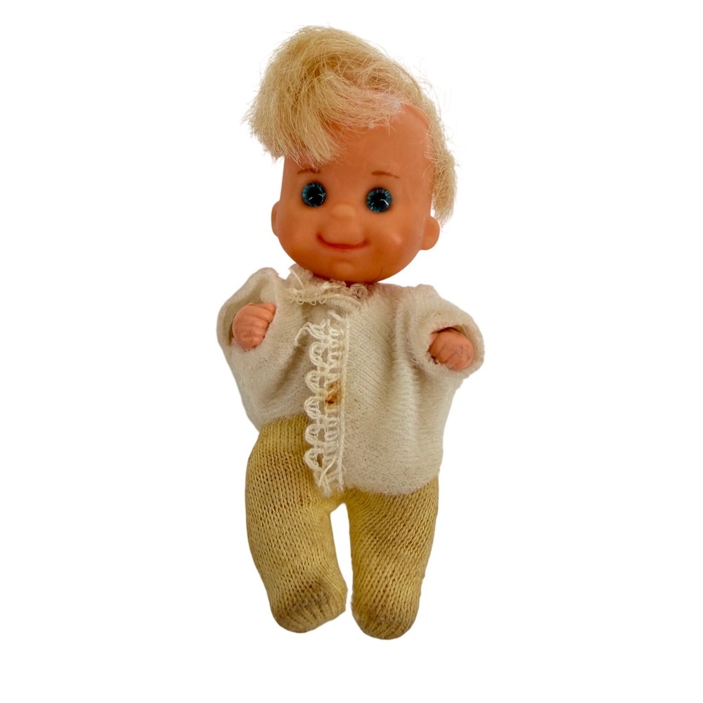 Vintage 1973 Mattel Sunshine Family Sweets Mini Baby Doll Blonde Blue Eye Retro